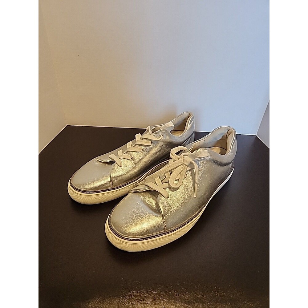 Johnston & Murphy Callie Lace To Toe Women's Sz10m Silver Metallic Sheepskin